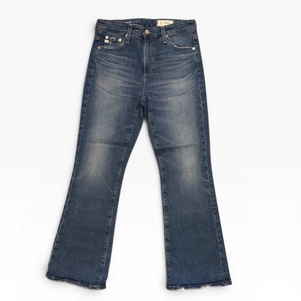 AG‎ Adriano Goldschmied Farrah Boot Crop High Rise Distressed Fray Jeans Size 27